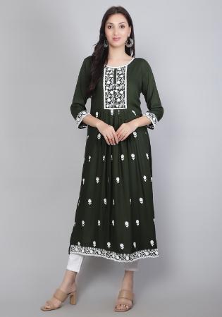 Picture of Charming Rayon Sea Green Kurtis & Tunic