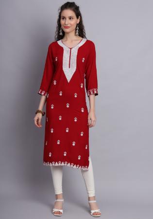 Picture of Statuesque Rayon Maroon Kurtis & Tunic