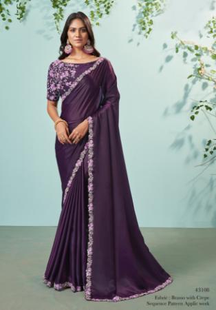 Picture of Fine Crepe & Silk Purple Saree