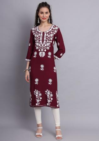 Picture of Amazing Rayon Saddle Brown Kurtis & Tunic