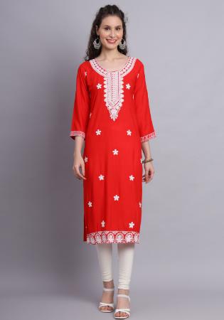 Picture of Ideal Rayon Orange Kurtis & Tunic