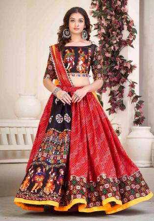 Picture of Bewitching Georgette & Silk Fire Brick Lehenga Choli