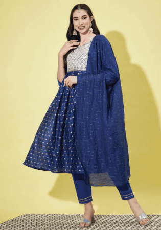 Picture of Chiffon Midnight Blue Readymade Salwar Kameez