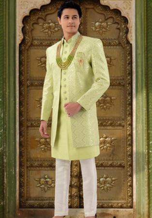 Picture of Excellent Silk Navajo White Sherwani