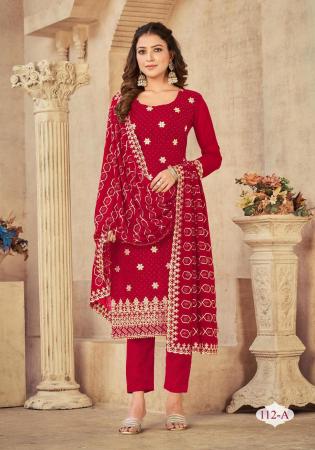 Picture of Georgette Dark Red Straight Cut Salwar Kameez