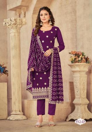 Picture of Fascinating Georgette Purple Straight Cut Salwar Kameez