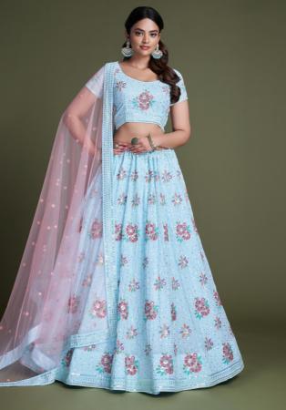 Picture of Shapely Georgette Light Blue Lehenga Choli