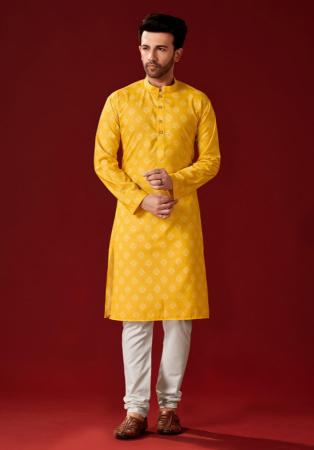 Picture of Fascinating Cotton Dark Golden Rod Kurtas