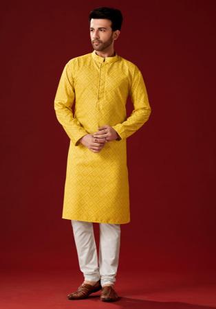 Picture of Graceful Cotton Yellow Kurtas