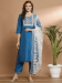 Picture of Cotton & Silk Steel Blue Readymade Salwar Kameez