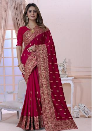 Picture of Gorgeous Silk Dark Red Saree