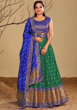 Picture of Superb Silk Sea Green Readymade Gown