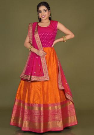 Picture of Admirable Silk Dark Orange Readymade Gown