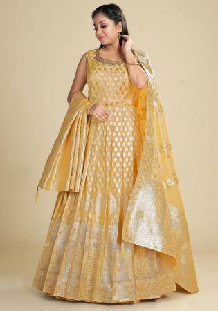 Picture of Enticing Silk Tan Readymade Gown