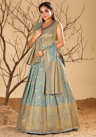 Picture of Delightful Silk Dark Sea Green Readymade Gown