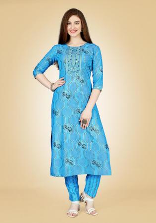 Picture of Comely Rayon Light Steel Blue Kurtis & Tunic