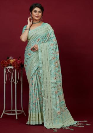 Picture of Ravishing Cotton & Silk Powder Blue Saree