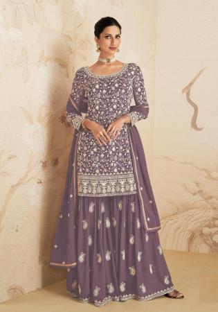 Picture of Georgette Dim Gray Straight Cut Salwar Kameez