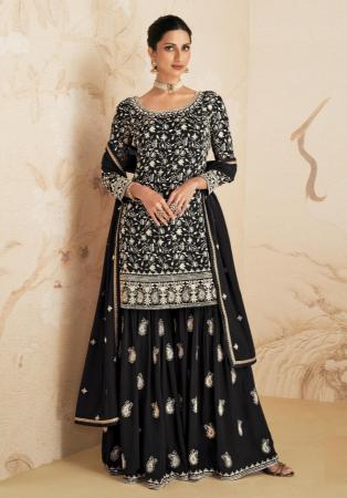 Picture of Superb Georgette Black Straight Cut Salwar Kameez