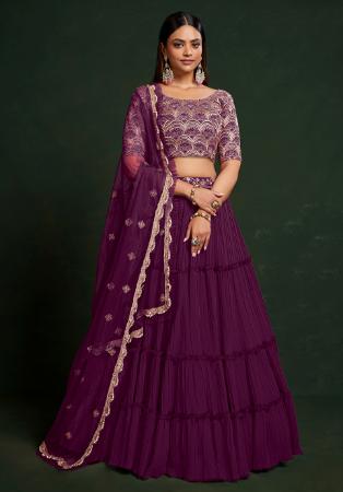 Picture of Elegant Georgette Dark Magenta Lehenga Choli