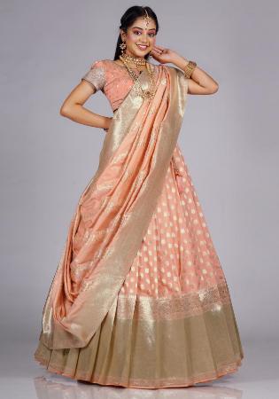 Picture of Gorgeous Silk Dark Salmon Lehenga Choli