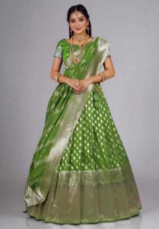 Picture of Statuesque Silk Dark Khaki Lehenga Choli