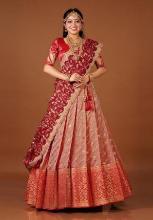 Picture of Pleasing Silk Indian Red Lehenga Choli