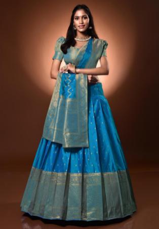 Picture of Amazing Silk Teal Lehenga Choli