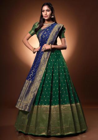 Picture of Bewitching Silk Dark Green Lehenga Choli