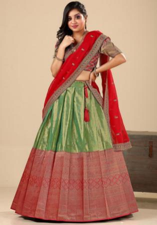 Picture of Fine Silk Dark Khaki Lehenga Choli