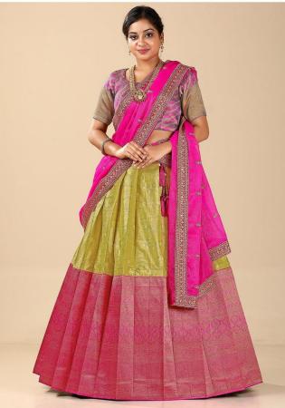 Picture of Delightful Silk Dark Khaki Lehenga Choli