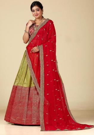 Picture of Superb Silk Dark Khaki Lehenga Choli