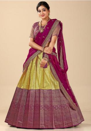 Picture of Amazing Silk Dark Khaki Lehenga Choli