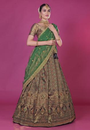 Picture of Alluring Silk Dark Khaki Lehenga Choli