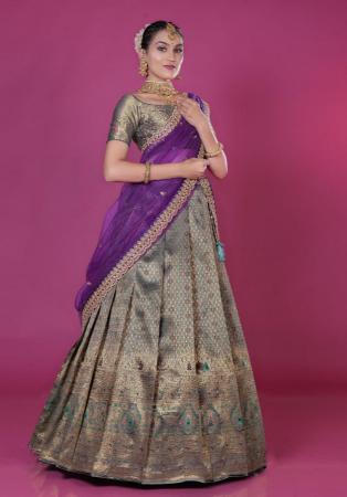 Picture of Well Formed Silk Grey Lehenga Choli