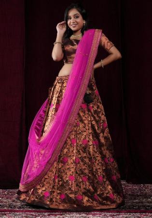 Picture of Pretty Silk Saddle Brown Lehenga Choli