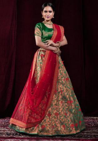 Picture of Good Looking Silk Dark Red Lehenga Choli