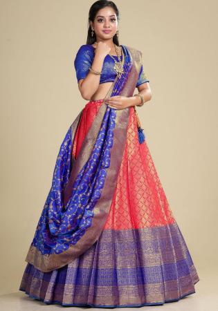 Picture of Delightful Silk Indian Red Lehenga Choli