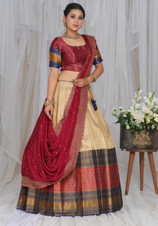 Picture of Stunning Silk Tan Lehenga Choli