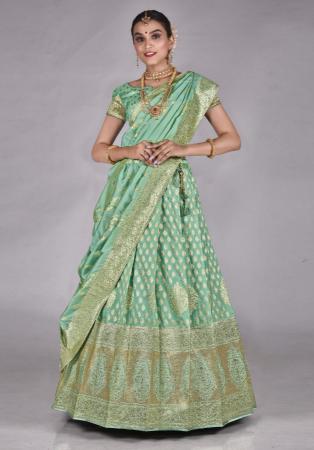 Picture of Stunning Silk Dark Sea Green Lehenga Choli