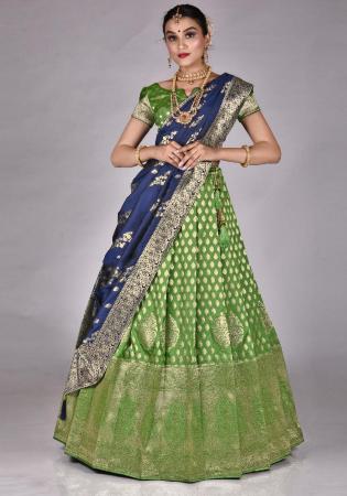 Picture of Shapely Silk Dark Khaki Lehenga Choli