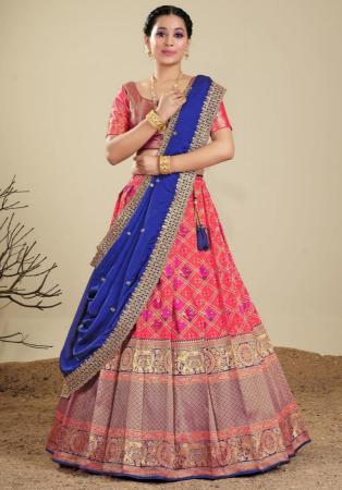 Picture of Delightful Silk Tomato Lehenga Choli