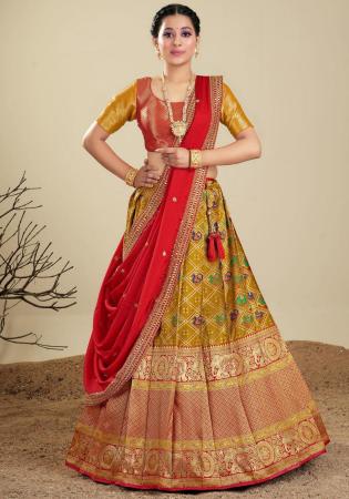 Picture of Sublime Silk Dark Golden Rod Lehenga Choli