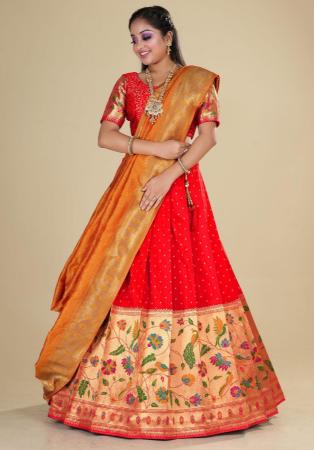 Picture of Lovely Silk Crimson Lehenga Choli