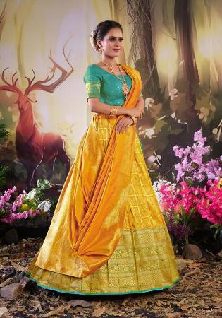 Picture of Bewitching Silk Golden Rod Lehenga Choli