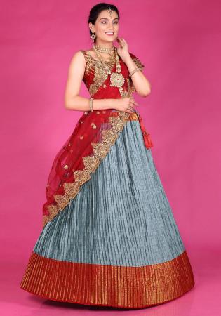 Picture of Superb Silk Light Slate Grey Lehenga Choli