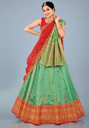 Picture of Beauteous Silk Dark Sea Green Lehenga Choli