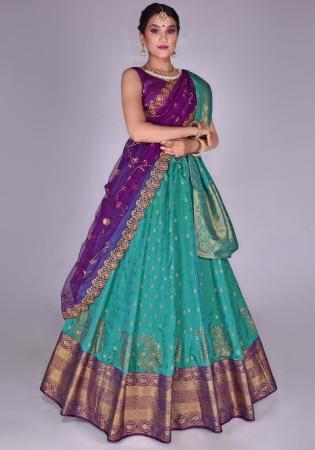 Picture of Magnificent Silk Steel Blue Lehenga Choli