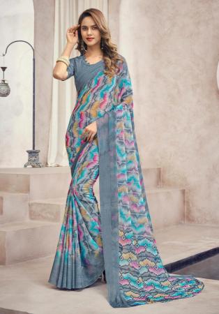 Picture of Charming Chiffon Slate Grey Saree