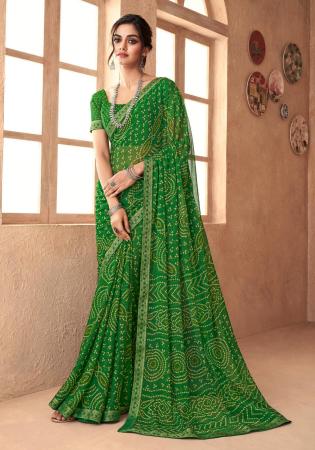 Picture of Sublime Chiffon Dark Olive Green Saree